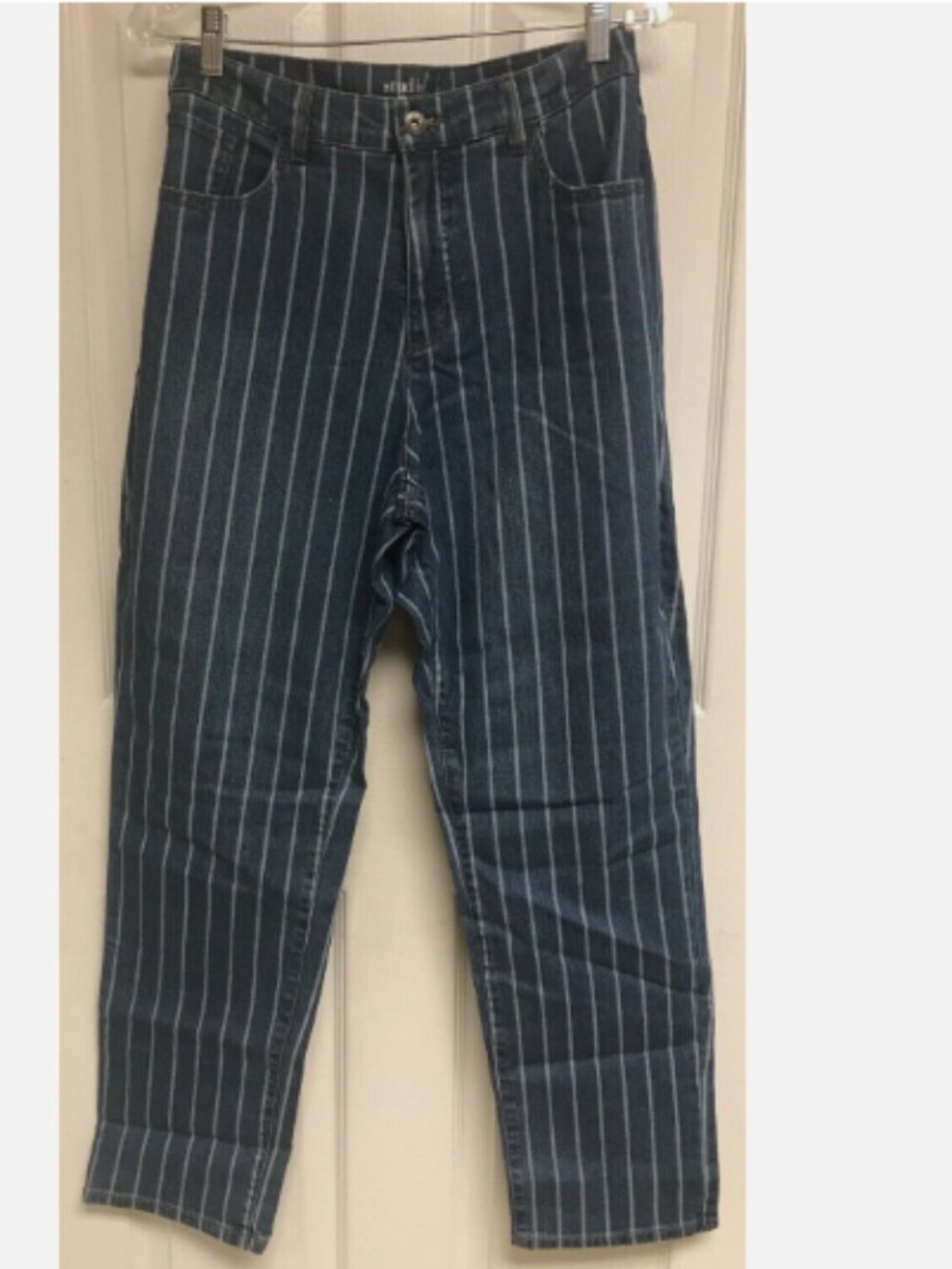 Studio by Denim & Co. Pinstripe Classic Denim Pants-Antique-Reg 16 A367991 NEW